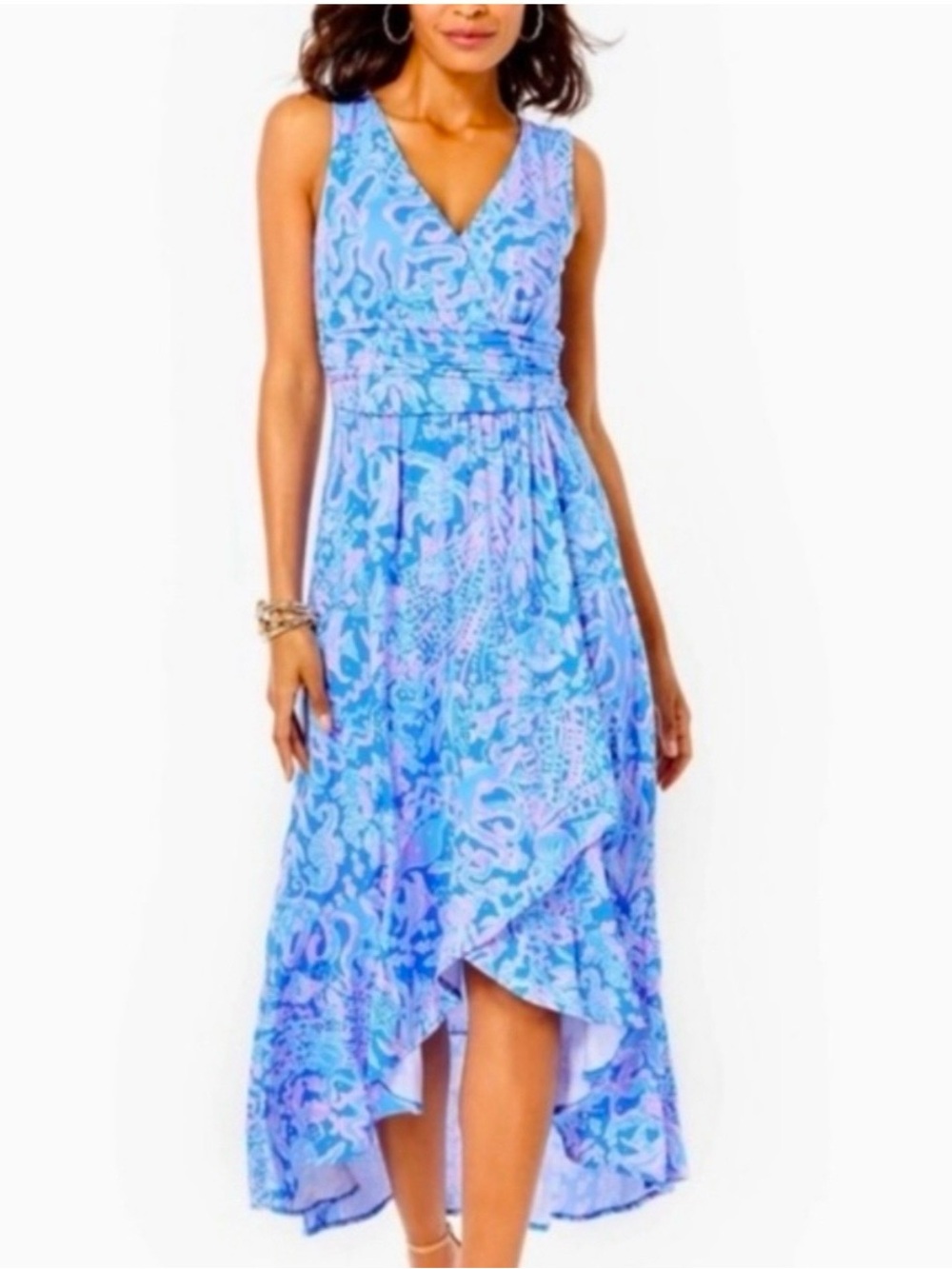 Lilly Pulitzer Blue and Lavender Hi-Low Wrap Dress Size XS